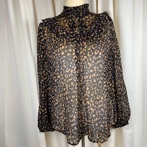 Animal Print Sheer Blouse